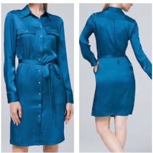 NWT White House Black Market Charmeuse Shirt Dress Size 4